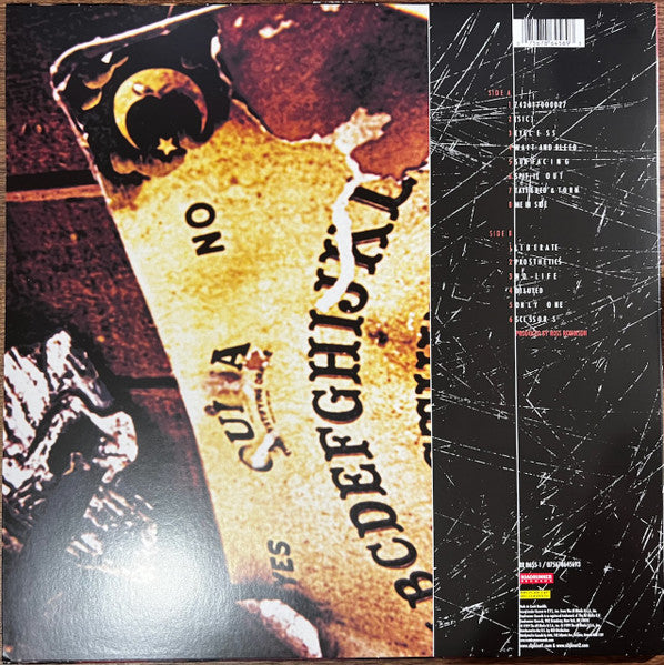 Image of Back Cover of LP - VG+/VG+ - SLIPKNOT, Slipknot (Roadrunner Records; RR 8655-1, Europe 2022 Reissue, Inner, Yellow Vinyl), Still In Opened Shrinkwrap With Hype Sticker,  - 3226139E