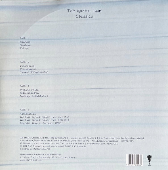 Image of Back Cover of 2xLP - NEW/NEW - APHEX TWIN, Classics (R&S Records; RS95035, Worldwide 2025 Reissue, Sticker Sheet), ,  - 4355163S