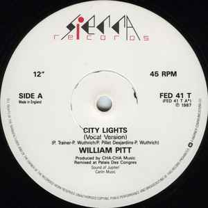 Image of Label Cover of 12" - VG/VG - WILLIAM PITT, City Lights (Sierra Records ; FED 41 T, UK 1987, Picture Sleeve), one or two scuffs. light wear to sleeve - edgewear and few creases,  - 2346368S