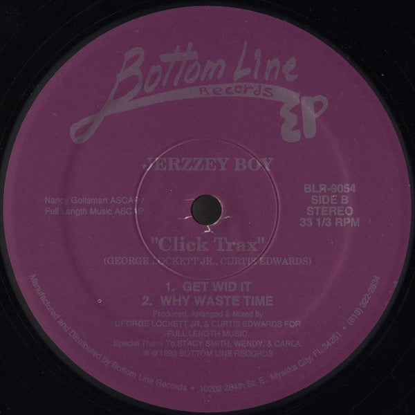 Image of Back Cover of 12" EP - /VG - JERZZEY BOY, Click Trax (Bottom Line Records; BLR-9054, US 1993, Plain Sleeve), , A1 Lose ControlA2 Don't Take Me For GrantedB1 Get Wid ItB2 Why Waste Time - 2746199S