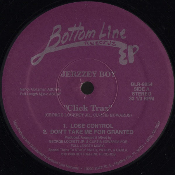 Image of Front Cover of 12" EP - /VG - JERZZEY BOY, Click Trax (Bottom Line Records; BLR-9054, US 1993, Plain Sleeve), , A1 Lose ControlA2 Don't Take Me For GrantedB1 Get Wid ItB2 Why Waste Time - 2746199S