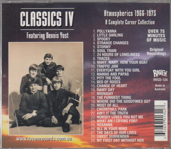 Image of Back Cover of 3755173S: CD - THE CLASSICS IV FEATURING DENNIS YOST, Atmospherics 1966-1975: A Complete Career Collection (Raven Records; RVCD-134, Australia 2002)   VG/VG+