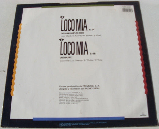 Image of Back Cover of 12" - VG/VG - LOCO MIA, Loco Mia (Parlophone; 12R 6237, UK 1989, Picture Sleeve), Writing on sleeve and label.,  - 121090C
