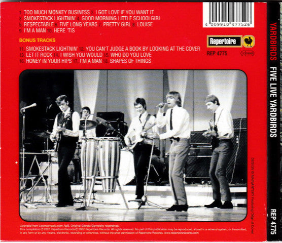 Image of Back Cover of 3755178S: CD - THE YARDBIRDS, Five Live Yardbirds (Repertoire Records; REP 4775, Germany 2007)   VG/VG+