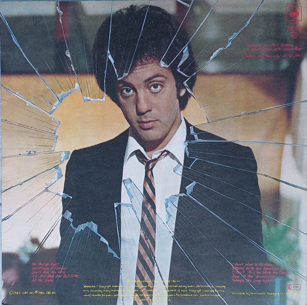 Image of Back Cover of LP - VG+/VG - BILLY JOEL, Glass Houses (CBS Orange/Yellow With Family Produtions Logo At 6 O'Clock; CBS 86108, UK 1980, Inner, Side A Timtom cut, Side B TY Cut), Strong VG,  - 0826347E