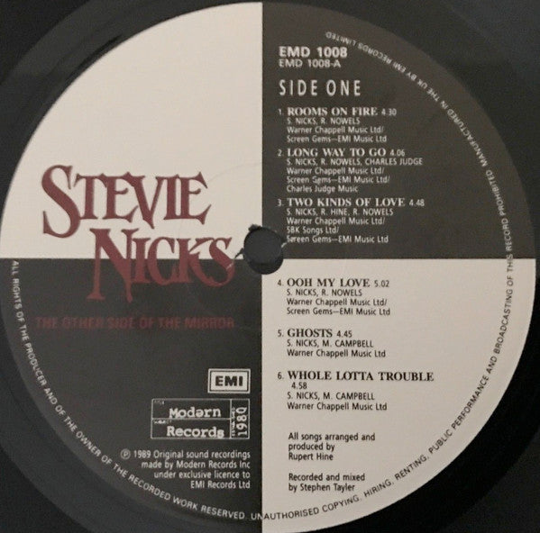 Image of Label Cover of LP - VG/VG+ - STEVIE NICKS, The Other Side Of The Mirror (Modern Records; EMD 1008, UK 1989, Inner & Insert), ,  - 3646238S