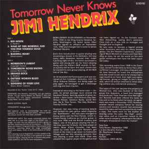 Image of Back Cover of LP - VG+/VG+ - JIMI HENDRIX FEATURING: JIM MORRISON, JOHNNY WINTER, BUDDY MILES, Tomorrow Never Knows (Happy Bird; B/90166, Germany 1980), , 1968 live recording - 1526209E
