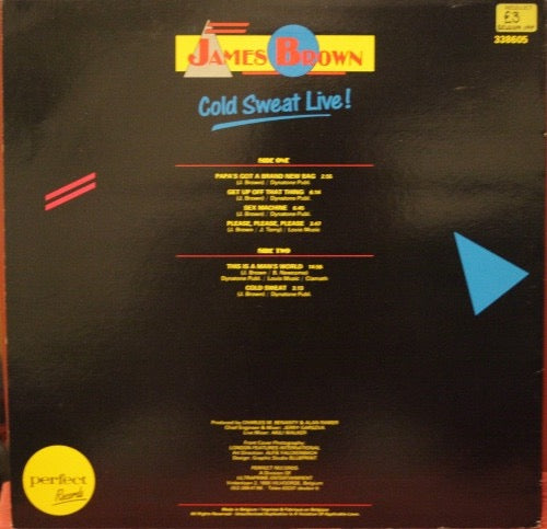 Image of Back Cover of LP - VG/VG+ - JAMES BROWN, Cold Sweat Live! (Perfect Records; 338605, Belgium 1986), ,  - 3815296C