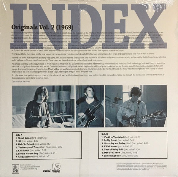 Image of Back Cover of 3815316C: LP - INDEX, Originals Vol. 2 (1969) (Lion Productions; Lion LP-177, US 2019, Insert) Still In Stickered Shrinkwrap  EX/EX