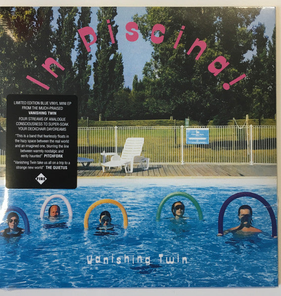 Image of Front Cover of 3855110S: 7" - VANISHING TWIN, In Piscina ! (Fire Records; FIRE593S, UK 2020, Stickered Picture Sleeve, Blue Vinyl)   EX/EX