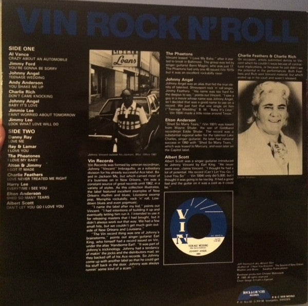 Image of Back Cover of 3815266C: LP - VARIOUS, Vin Rock N'Roll (Rock & Country Records; R&C 1019, Sweden 1985)   VG/VG