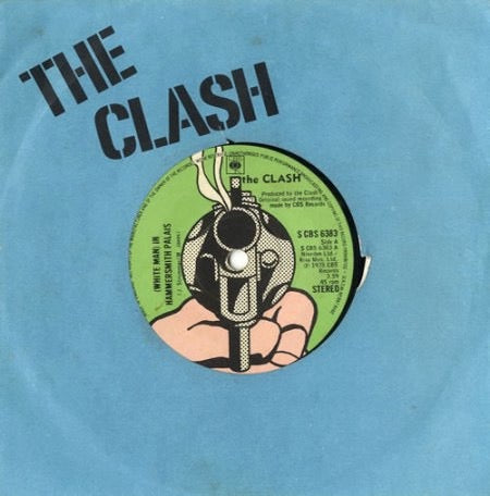 Image of Front Cover of 2724239E: 7" - THE CLASH, (White Man) In Hammersmith Palais (CBS; S CBS 6383, UK 1978, Blue Soft Card Die Cut Sleeve, No MCPS/BIEM On Labels) Sleeve Torn And Water Damaged  P/VG