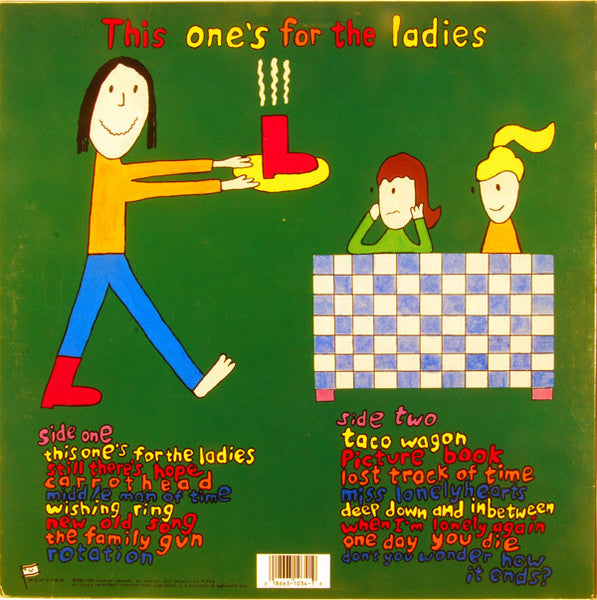 Image of Back Cover of 3815360C: LP - YOUNG FRESH FELLOWS, This One's For The Ladies (Frontier Records; FLP 1034, US 1989, Insert) With glossy press photo, top right sleeve corner badly creased.  VG/VG