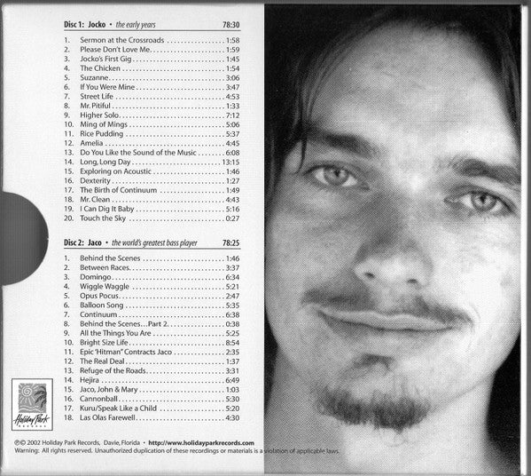 Image of Back Cover of 3855217S: 2xCD - JACO PASTORIUS, Portrait Of Jaco - The Early Years, 1968-1978 (Holiday Park Records; none, US 2002, Card Sleeve, Booklet)   VG/VG+
