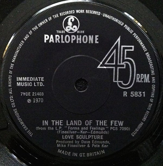 Image of Front Cover of 7" - VG/VG+ - LOVE SCULPTURE, In The Land Of The Few / People People (Parlophone ; R 5831, UK 1970, Company Sleeve), Strong VG+, "Penny Lane" Written At Top Of Company Sleeve,  - 3825316E