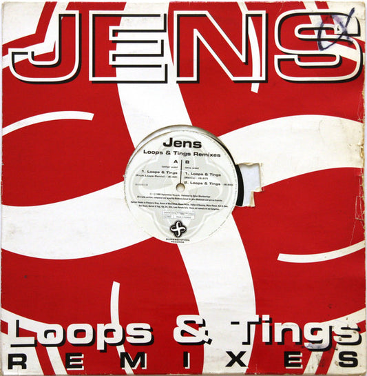 Image of Front Cover of 12" - G+/G+ - JENS, Loops & Tings (Remixes) (Superstition ; SUPERSTITION 2005, Germany 1993, Die Cut Company Sleeve), few scuffs and marks both sides. original sleeve - light wear,  - 3446394S