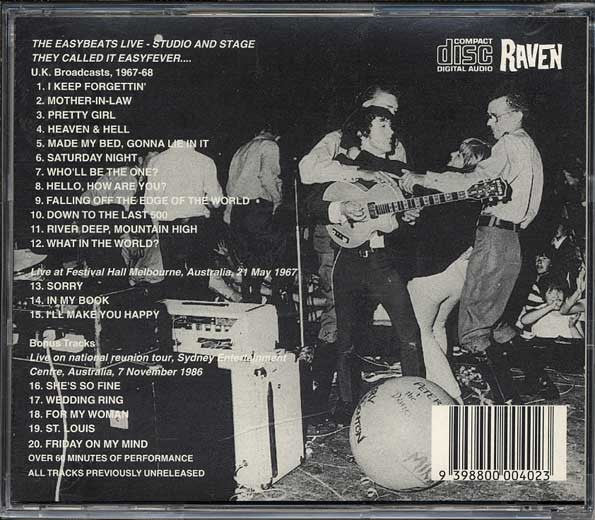 Image of Back Cover of 3855229S: CD - THE EASYBEATS, Live - Studio & Stage...They Called It Easyfever... (Raven Records; RVCD-40, Australia 2006)   VG/VG+