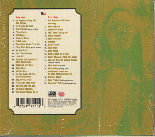 Image of Back Cover of 3855231S: CD - DOUG SAHM, The Genuine Texas Groover (Rhino Handmade; RHM2 7845, US 2003)   VG/VG+