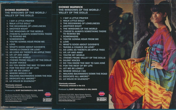 Image of Back Cover of 3935033E: CD - DIONNE WARWICK, The Windows Of The World / Valley Of The Dolls (Rhino Handmade; RHM2 7859, US 2004, Slipcase)   VG/VG+