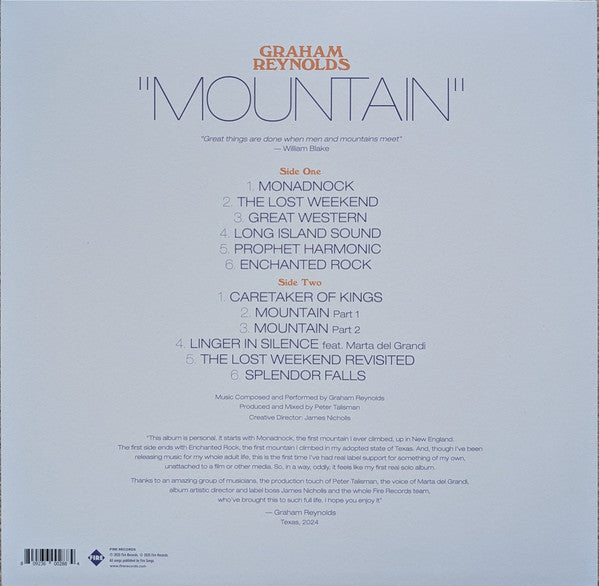 Image of Back Cover of LP - VG+/EX - GRAHAM REYNOLDS, Mountain (Fire Records; FIRELP783, UK 2025, Die Cut Sleeve), ,  - 3925043E
