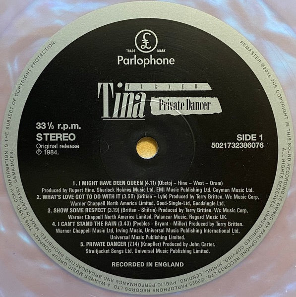 Image of Label Cover of 3915091C: LP - TINA TURNER, Private Dancer (Parlophone; 5021732386076, Worldwide 2025 Reissue, Inner & Insert, Pearl Vinyl) Still In Stickered Shrinkwrap  EX/VG+