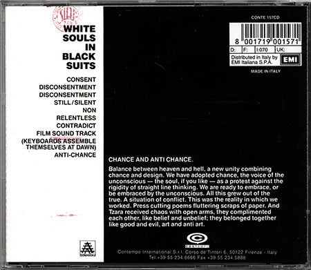 Image of Back Cover of CD - VG+/VG+ - CLOCK DVA, White Souls In Black Suits (Contempo Records; CONTE 157CD, Italy 1990, Jewel Case), ,  - 3935051E