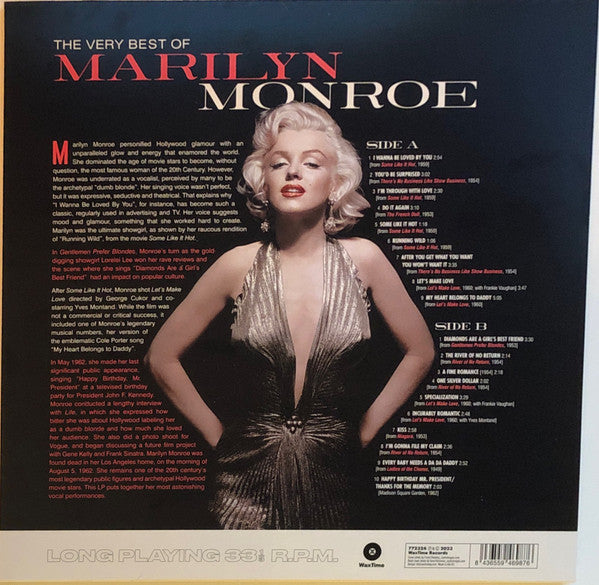 Image of Back Cover of LP - NEW/NEW - MARILYN MONROE, The Very Best Of Marilyn Monroe (WaxTime; 772324, Europe 2023), ,  - 3935082E