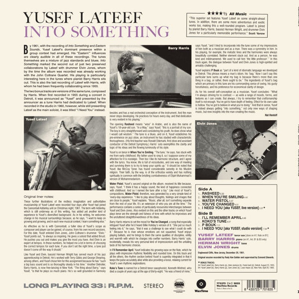 Image of Back Cover of LP - NEW/NEW - YUSEF LATEEF, Into Something (WaxTime; 772372, Europe 2025 Reissue, 180 Gram Vinyl), ,  - 1236174E