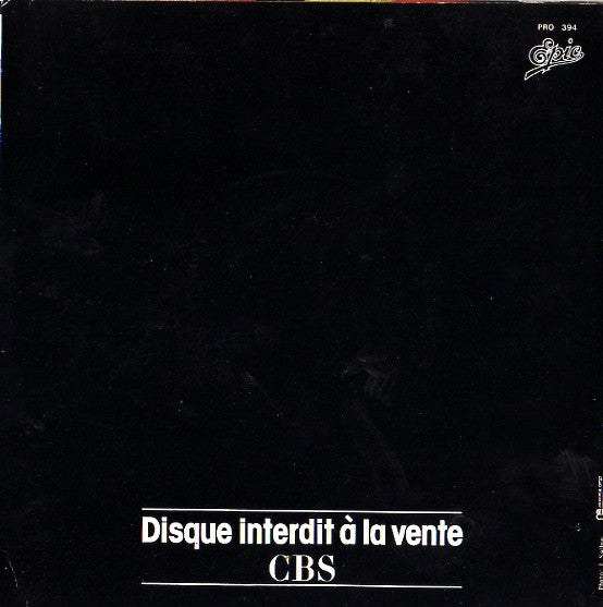 Image of Back Cover of 3925124E: 7" - MICHAEL JACKSON, Thriller (Epic; PRO 394, France 1987, Promo, Picture sleeve, One sided.) Minimal edge creasing. No CBS French ticket. Disc itself in great shape.  VG/VG+