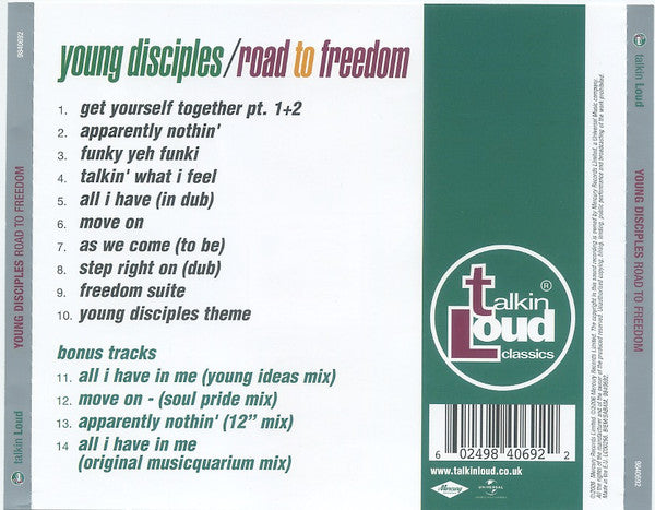 Image of Back Cover of 3935246E: CD - YOUNG DISCIPLES, Road To Freedom (Talkin' Loud Classics; 9840692, UK 2006, Jewel Case, Booklet)   VG+/VG
