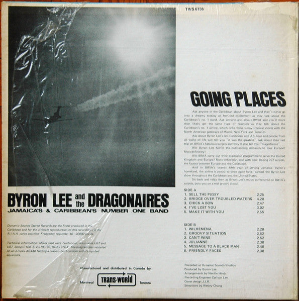 Image of Back Cover of LP - VG+/VG+ - BYRON LEE AND THE DRAGONAIRES, Going Places (Trans-World; TWS 6736, Canada 1970, Pasteback Sleeve, Stereo), ,  - 3915468C