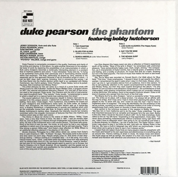 Image of Back Cover of LP - VG+/VG+ - DUKE PEARSON, The Phantom (Blue Note; B0031883-01, Worldwide 2020 Reissue, Glossy Pasteback Sleeve In Stickered Plastic Outer, 180g), ,  - 2716034C