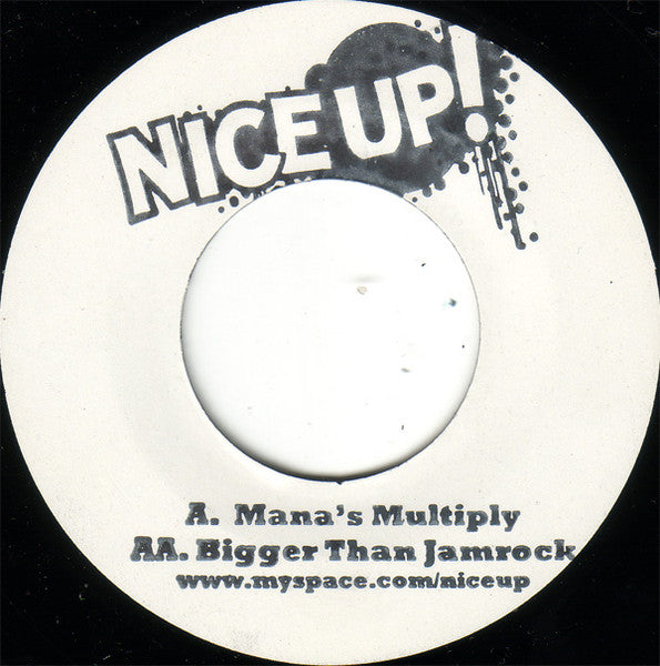 Image of Front Cover of 7" - /VG+ - JEF LI / DJ SHEPDOG, Mana's Multiply / Bigger Than Jamrock (Nice Up!; NICEUP001, UK 2006, Stamped White Label), Strong VG+,  - 2626074E