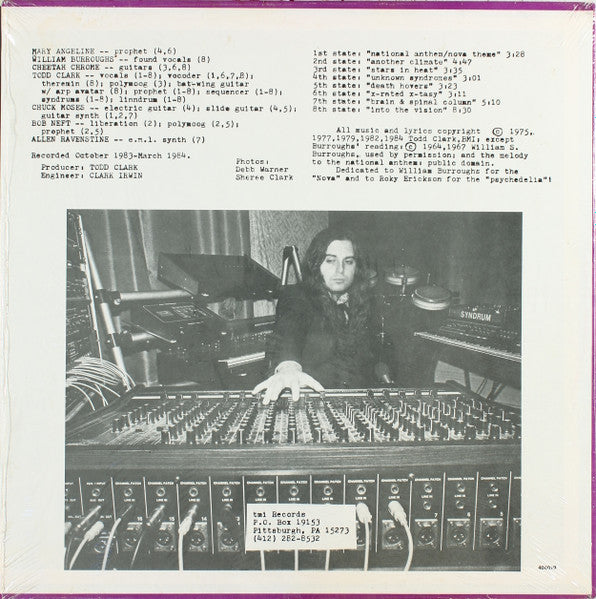 Image of Back Cover of LP - VG/VG+ - TODD CLARK, Into The Vision (T.M.I. Products; tmi 020, US 1984, Pasteback Sleeve, Stereo), Light surface marks. Corner wear and light discolouration.,  - 3925401E