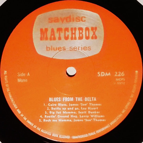 Image of Label Cover of LP - VG/G+ - VARIOUS, Blues From The Delta (Saydisc Matchbox; SDM 226, UK 1972, Laminated Sleeve), Some creasing to laminate. Disc has light marks only.,  - 1816356C