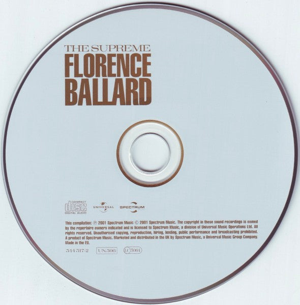 Image of Label Cover of 3955316S: CD - FLORENCE BALLARD, The Supreme Florence Ballard (Spectrum Music; 544 517-2, UK 2001)   VG+/VG+