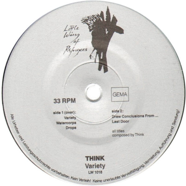 Image of Label Cover of LP - VG/VG+ - THINK, Variety (Little Wing Of Refugees; LW 1018, Germany 1991 Reissue, Inner), Slight bend to cover opening,  - 3925444E