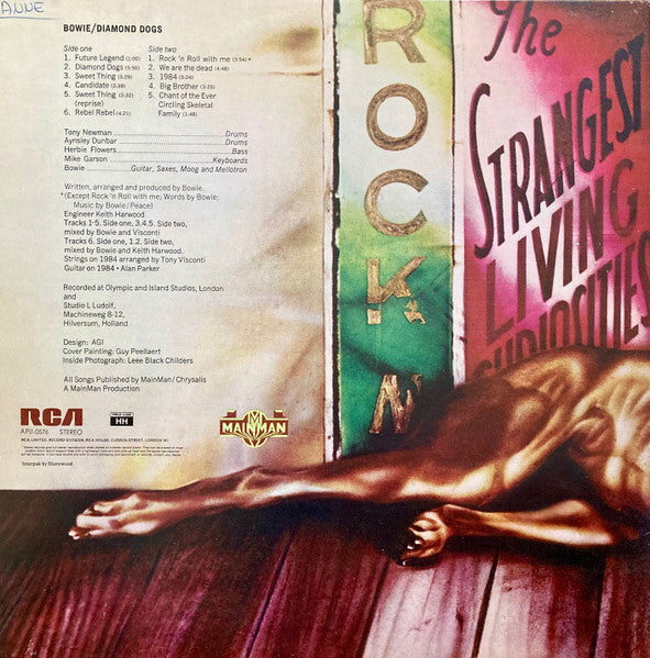 Image of Back Cover of LP - VG+/VG+ - DAVID BOWIE, Diamond Dogs (RCA Victor; APL1-0576, UK 1974, Gatefold, Interpak by Shorewood on rear, Bewitched on label only), ,  - 3046178S