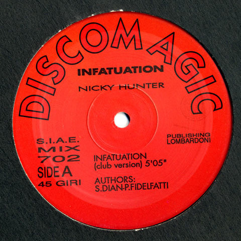 Image of Front Cover of 12" - /VG - NICKY HUNTER, Infatuation (Discomagic Records; MIX 702, Italy 1992), ,  - 4045034S