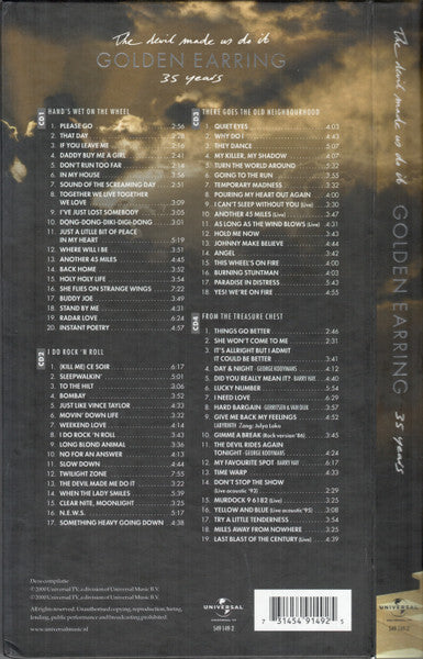 Image of Back Cover of 4xCD - VG+/VG+ - GOLDEN EARRING, The Devil Made Us Do It 35 Years (Universal TV; 549 149-2, Netherlands 2000, Book Sleeve), ,  - 3516428C