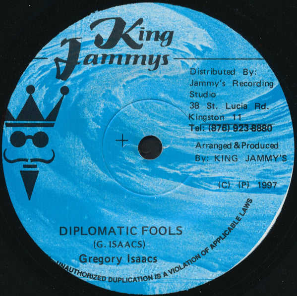 Image of Front Cover of 7" - /VG+ - GREGORY ISAACS, Diplomatic Fools (King Jammy's; , Jamaica 1997, Solid Centre), ,  - 4015070C