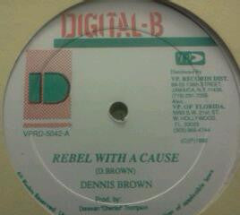 Image of Front Cover of 12" - VG+/VG+ - DENNIS BROWN / THRILLER U, Rebel With A Cause / Ebony Eyes (Digital-B; VPRD-5042, US 1990s, Company Sleeve), Killer JA  digital cut of classic DB.,  - 4015072C