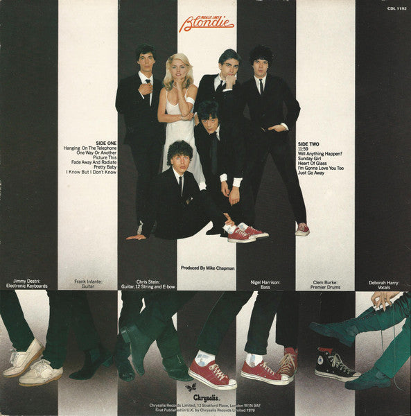Image of Back Cover of LP - VG+/VG+ - BLONDIE, Parallel Lines (Chrysalis; CDL 1192, UK 1978, Inner, Two Lines of Publisher Credits on Label, Blue Rim Text, P in Runouts), ,  - 3526194E