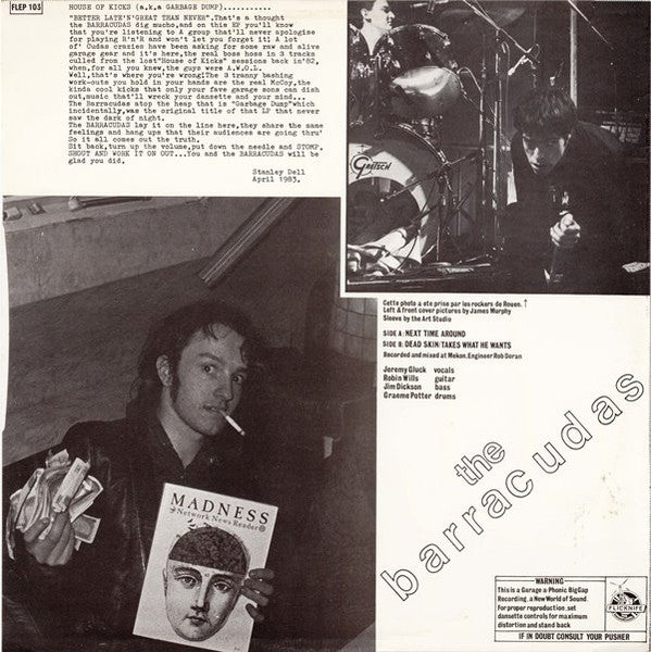 Image of Back Cover of 12" - VG/VG+ - THE BARRACUDAS, House Of Kicks (Flicknife Records; FLEP 103, UK 1983, Picture Sleeve), ,  - 4015133C