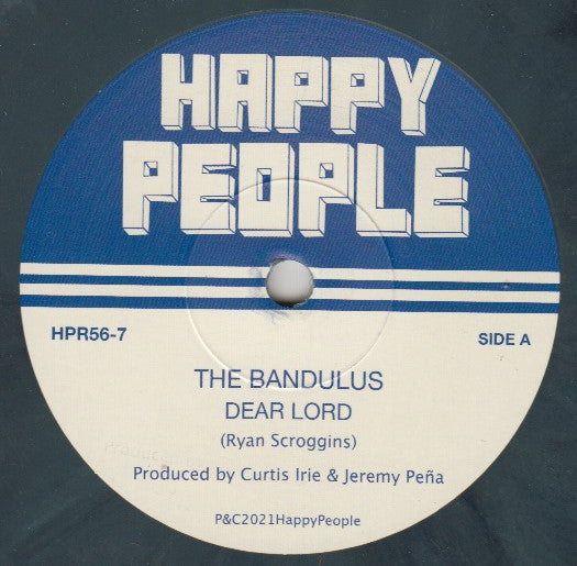 Image of Label Cover of 7" - EX/VG+ - THE BANDULUS, Dear Lord   / Flash Flood (Happy People; HPR56-7, UK 2021, Limited Edition / Solid Centre / Green Marbled Vinyl), ,  - 4015145C