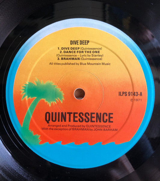 Image of Label Cover of LP - VG/VG - QUINTESSENCE, Dive Deep (Island Records; ILPS 9143, UK 1970s reissue, Inner), ,  - 4025493E