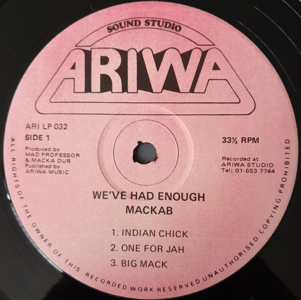 Image of Label Cover of LP - VG/VG - MACKA B, We've Had Enough! (Ariwa; ARI LP 032, UK 1988), ,  - 3916266C