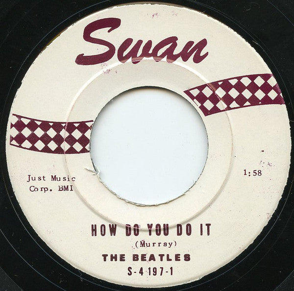 Image of Back Cover of 7" - /VG - THE BEATLES, Komm Gib Mir Deine Hand (I Want To Hold Your Hand) / How Do You Do It (Swan; 4197, US 1978, Plain Sleeve, Unofficial Release), Strong VG, Generic sleeve with nice 'Specially Imported' Sticker,  - 4015385C