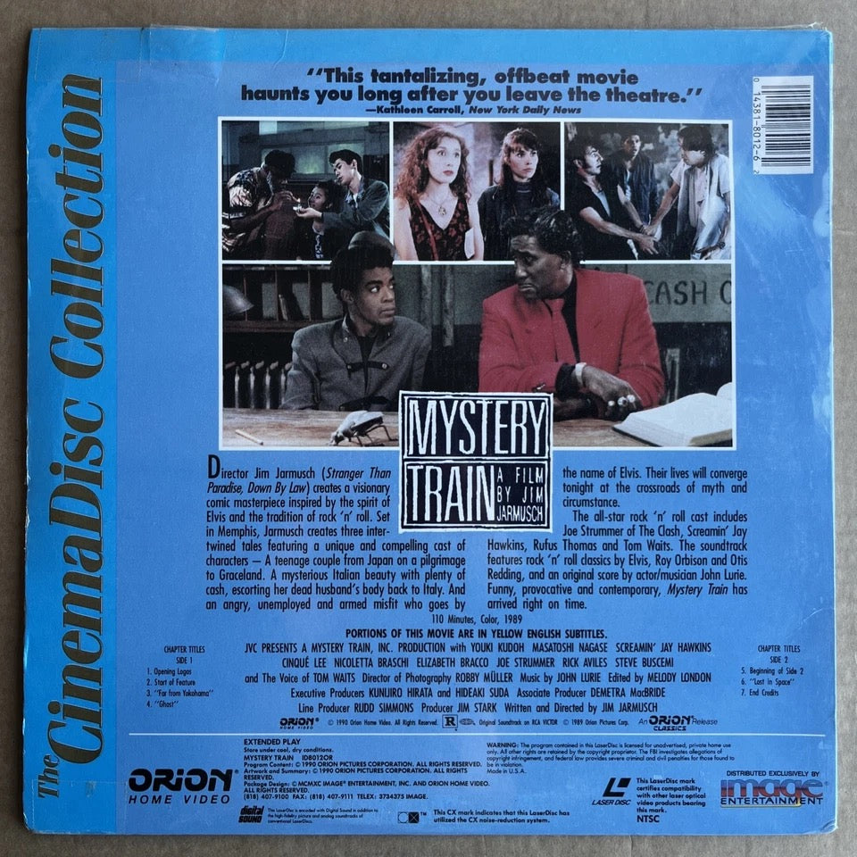 Image of Back Cover of Laserdisc - VG+/EX - JIM JARMUSH, Mystery Train (Image Entertainment ; ID8012OR, US ), ,  - 4125007E