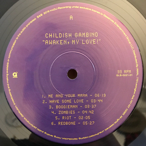 Image of Label Cover of LP - VG/VG - CHILDISH GAMBINO, Awaken, My Love! (Glassnote; GLS-0221-01, USA, Canada & Europe 2019 Reissue, Inner), Strong VG across the board.,  - 4016373C